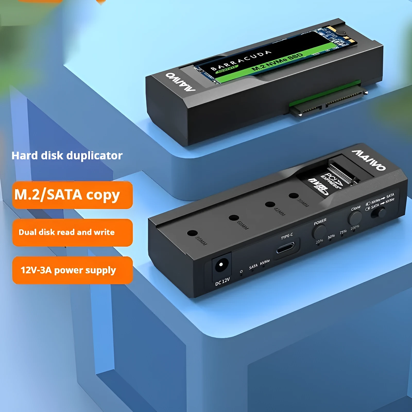 External hard drive enclosure for 2.5-inch SSD with multiple power specification options