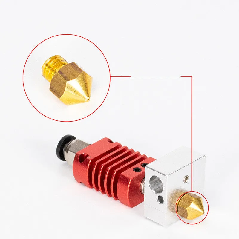Red MK10 extruder kit with silicone heater block, 0.4mm nozzle, and holder for 24V 3D printers