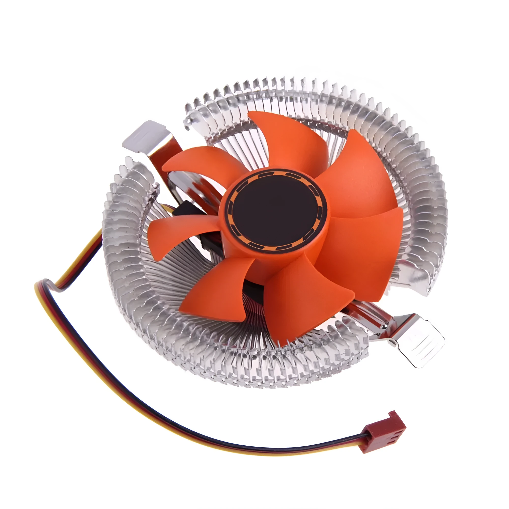 Orange PC CPU cooler fan with square design, 10.3 cm diameter, for Intel and AMD sockets
