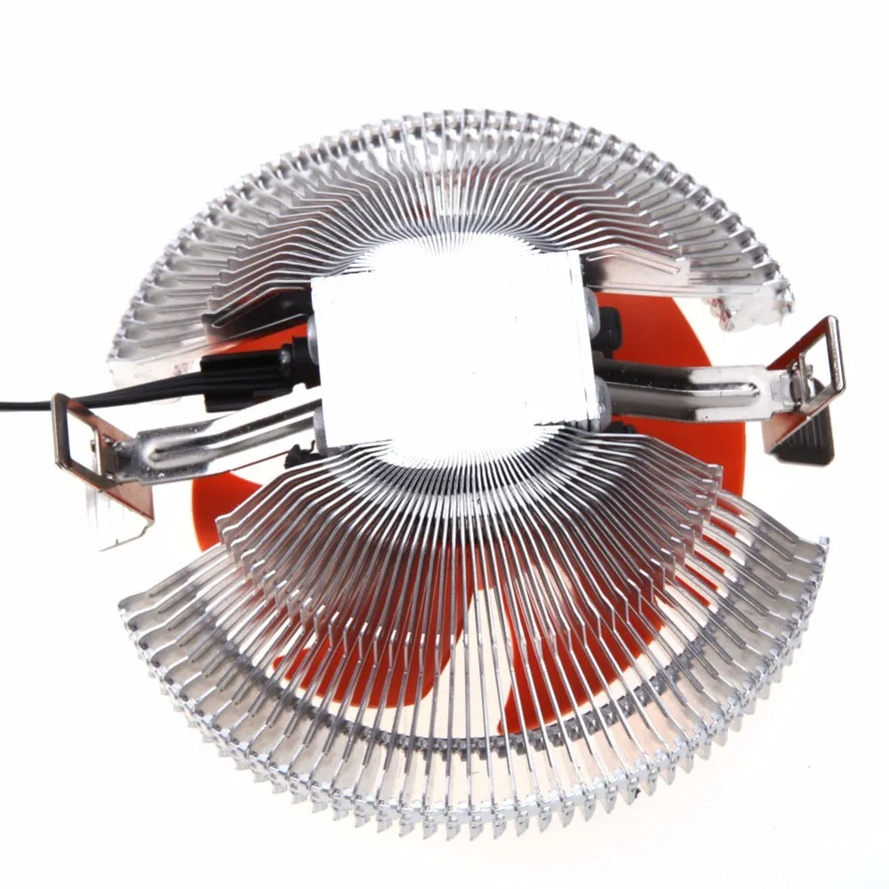 Orange PC CPU cooler fan with square design, 10.3 cm diameter, for Intel and AMD sockets