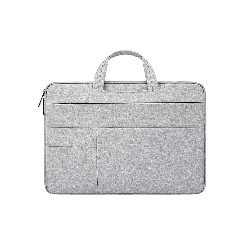 Grey waterproof polyester laptop inner bag with smooth nylon lining, fits 13.3 inch device