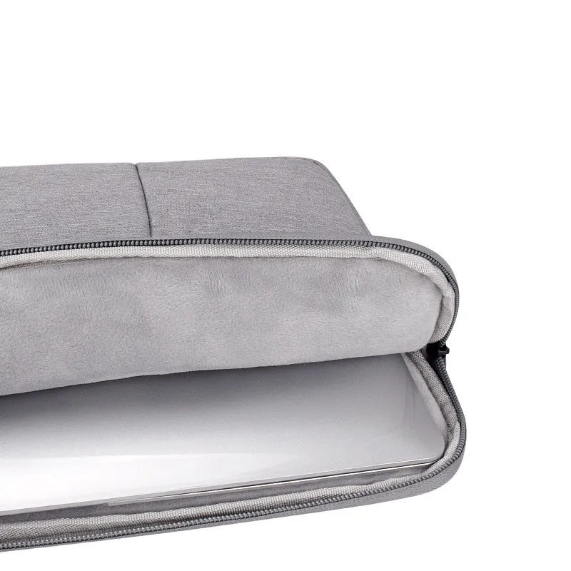 Grey waterproof polyester laptop inner bag with smooth nylon lining, fits 13.3 inch device