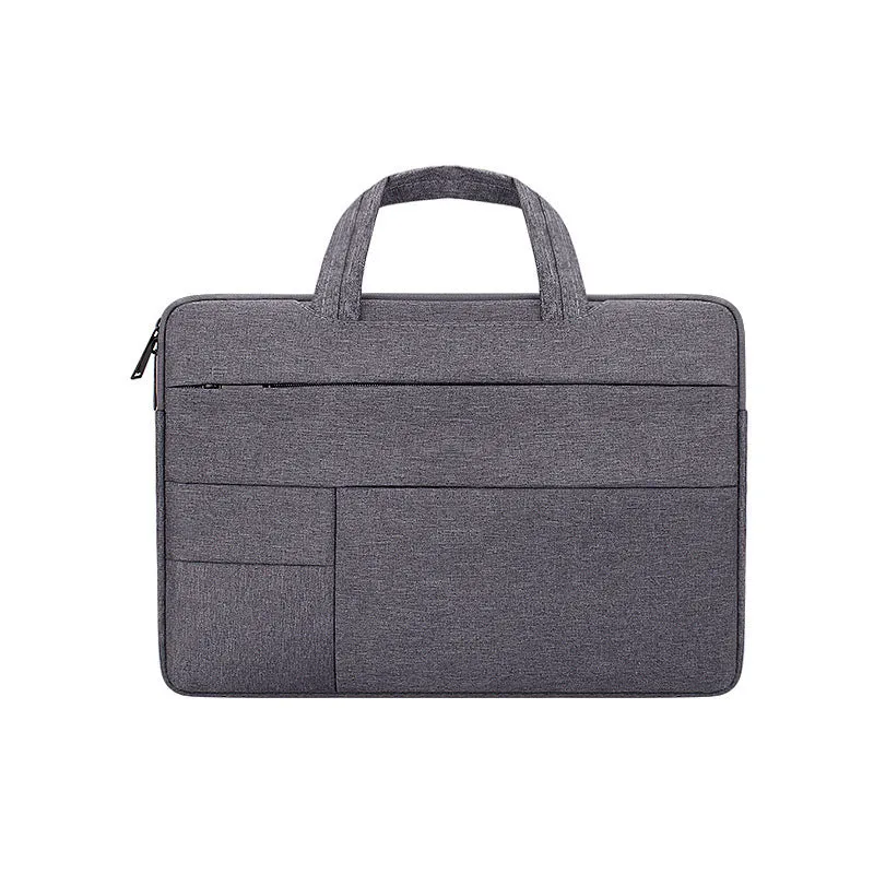 Grey waterproof polyester laptop inner bag with smooth nylon lining, fits 13.3 inch device