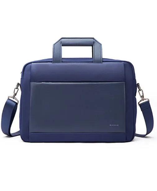 Men's large capacity Oxford cloth computer bag for 15-inch laptop in black solid colour with sewing thread detail
