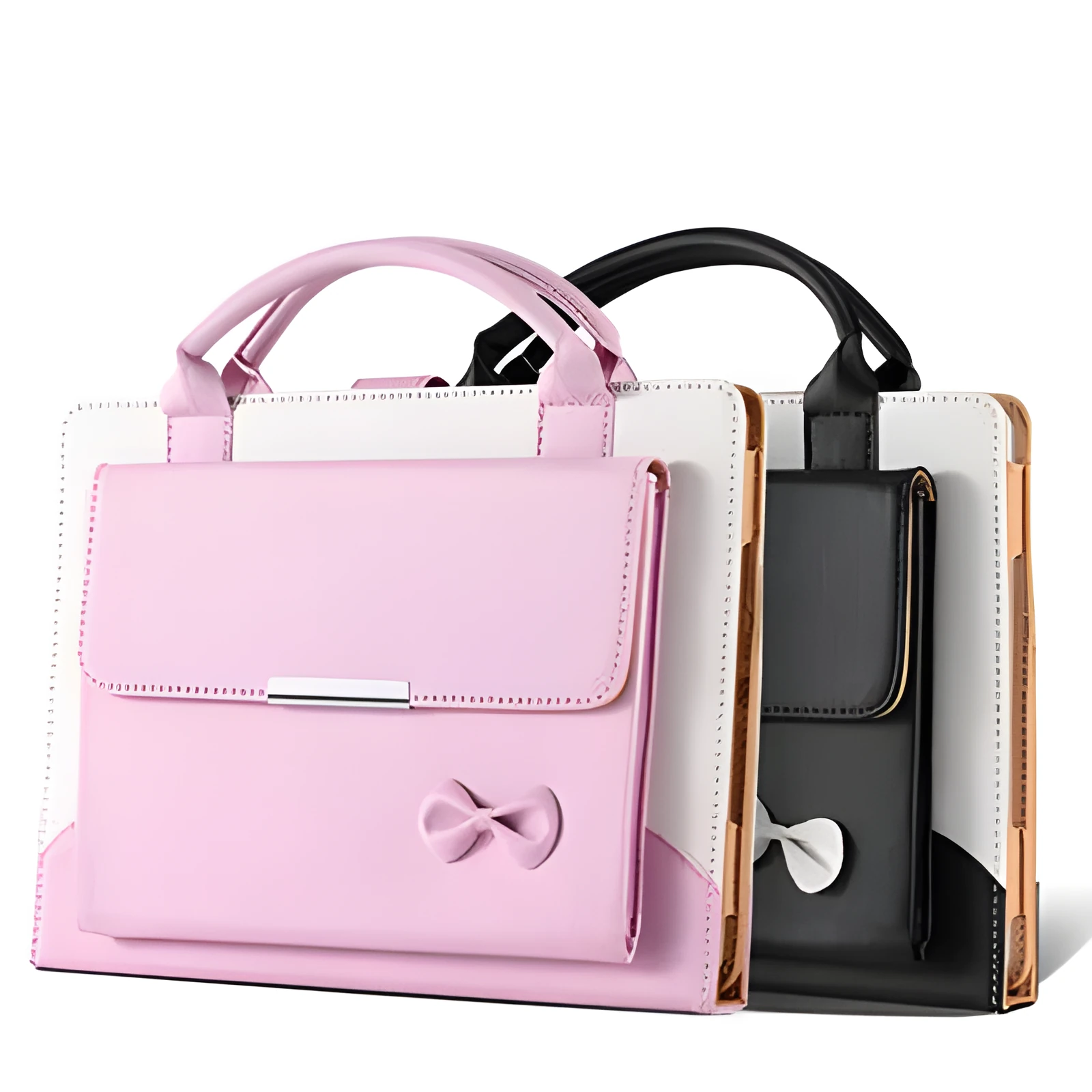 Imitation leather iPad protective case wallet with sleep function in black