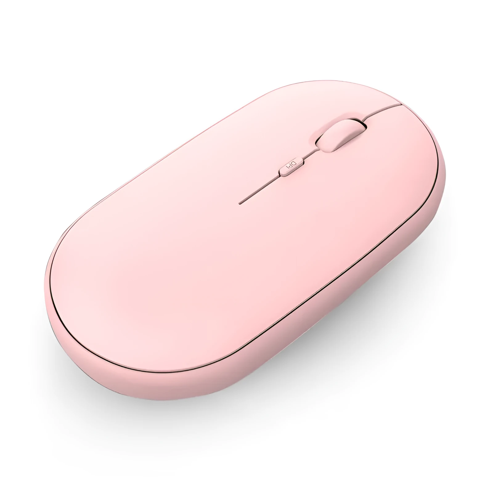 Rechargeable dual-mode wireless mouse in white with 2.4GHz and Bluetooth 5.0, 500mAh battery, compact 105x60x20mm size