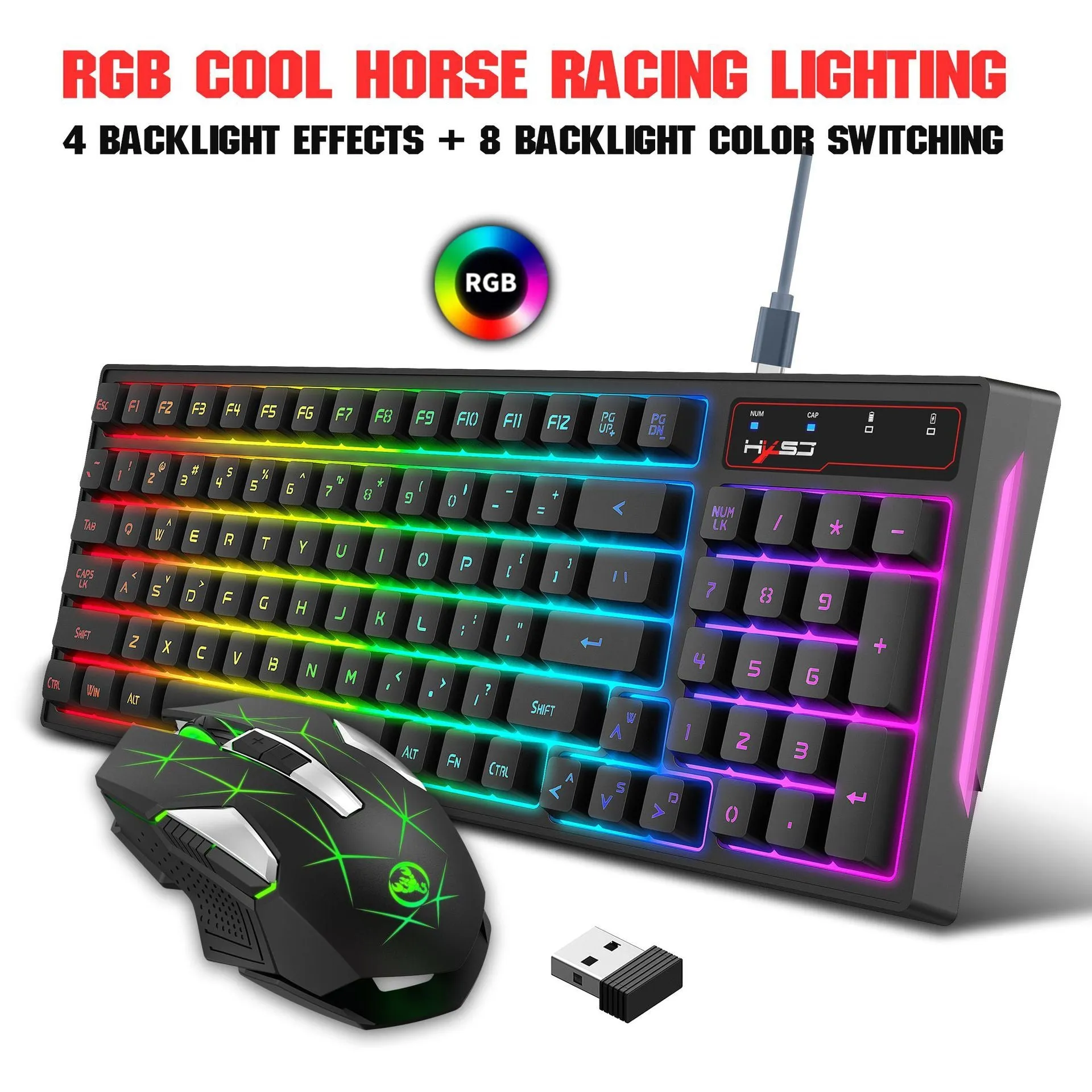 L99 wireless rechargeable 2.4G keyboard and mouse film set with RGB glow and Type-C charging
