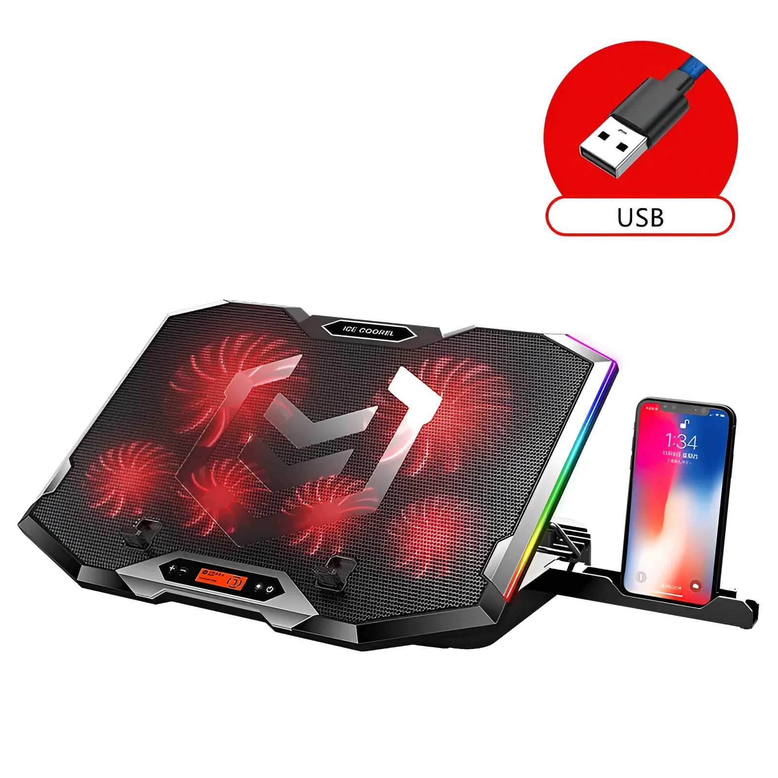 Notebook computer fan radiator base silent cooling laptop pad with dual fans in blue