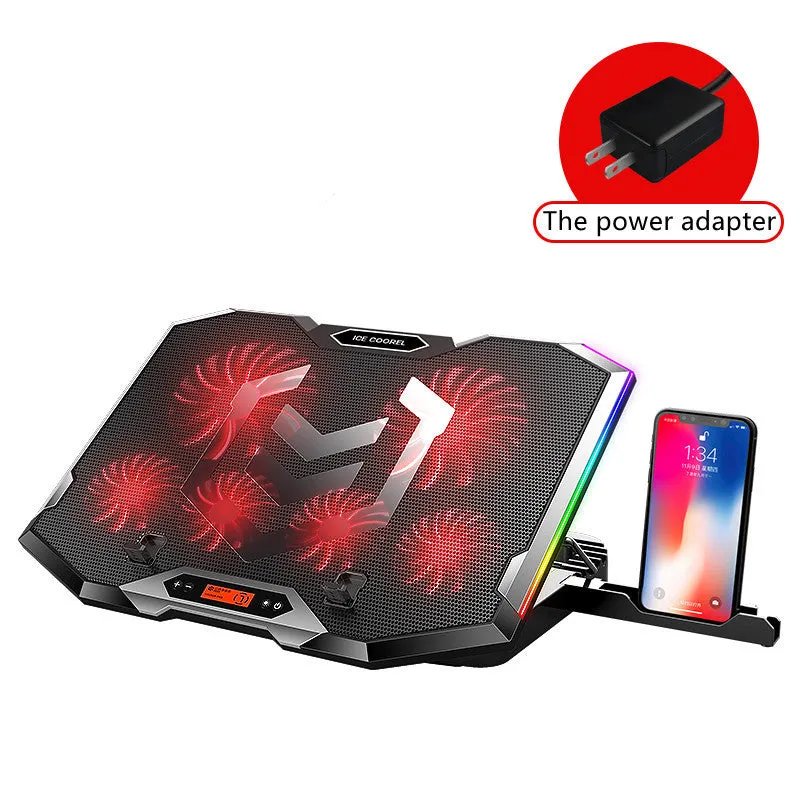 Notebook computer fan radiator base silent cooling laptop pad with dual fans in blue