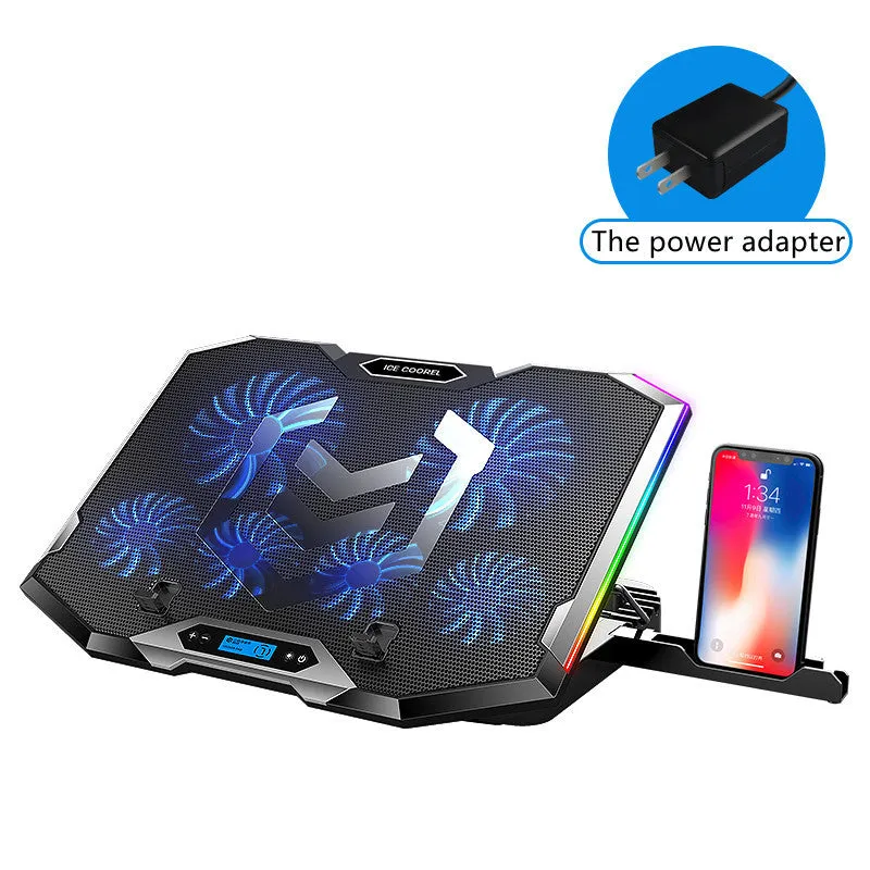 Notebook computer fan radiator base silent cooling laptop pad with dual fans in blue