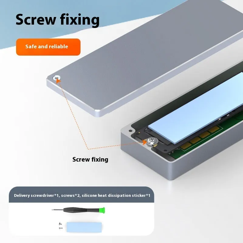 M.2 SATA to USB Type-C external hard drive enclosure with aluminium body and installation toolkit