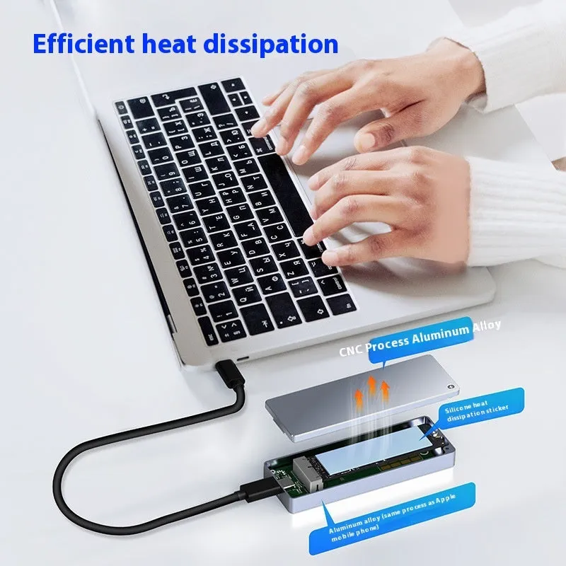 M.2 SATA to USB Type-C external hard drive enclosure with aluminium body and installation toolkit