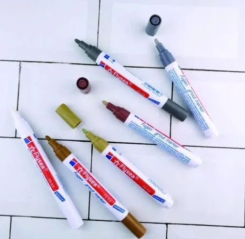 Tile gap grout coating marker pen for ceramic tile crevice repair in six colours water-based non-toxic ink