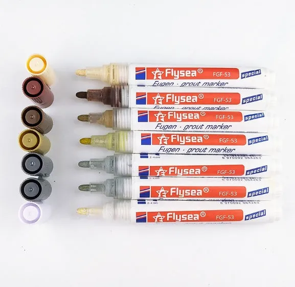 Tile gap grout coating marker pen for ceramic tile crevice repair in six colours water-based non-toxic ink