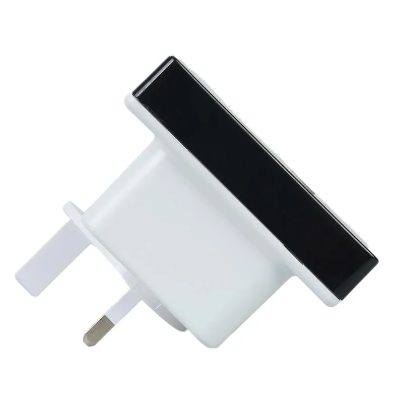 300Mbps WiFi repeater with dual Ethernet ports and UK plug, white plastic housing