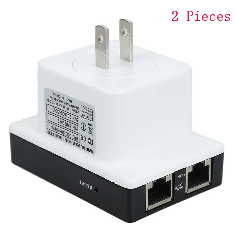 300Mbps WiFi repeater with dual Ethernet ports and UK plug, white plastic housing