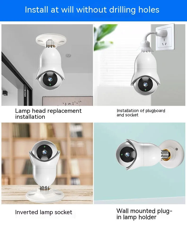 Dual band outdoor night vision light bulb camera with 5G wireless and high-definition monitoring