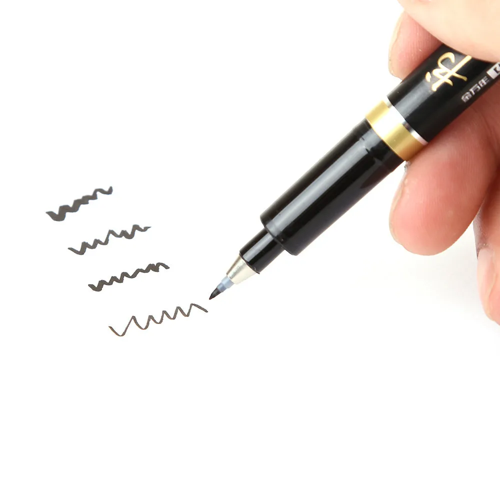 Black signature calligraphy pen G-0939 with fine point tip and 140mm length on white surface