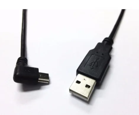 USB Mini 5Pin right angle male to USB 2.0 A male cable 0.2m for Chromecast, black PVC sheath