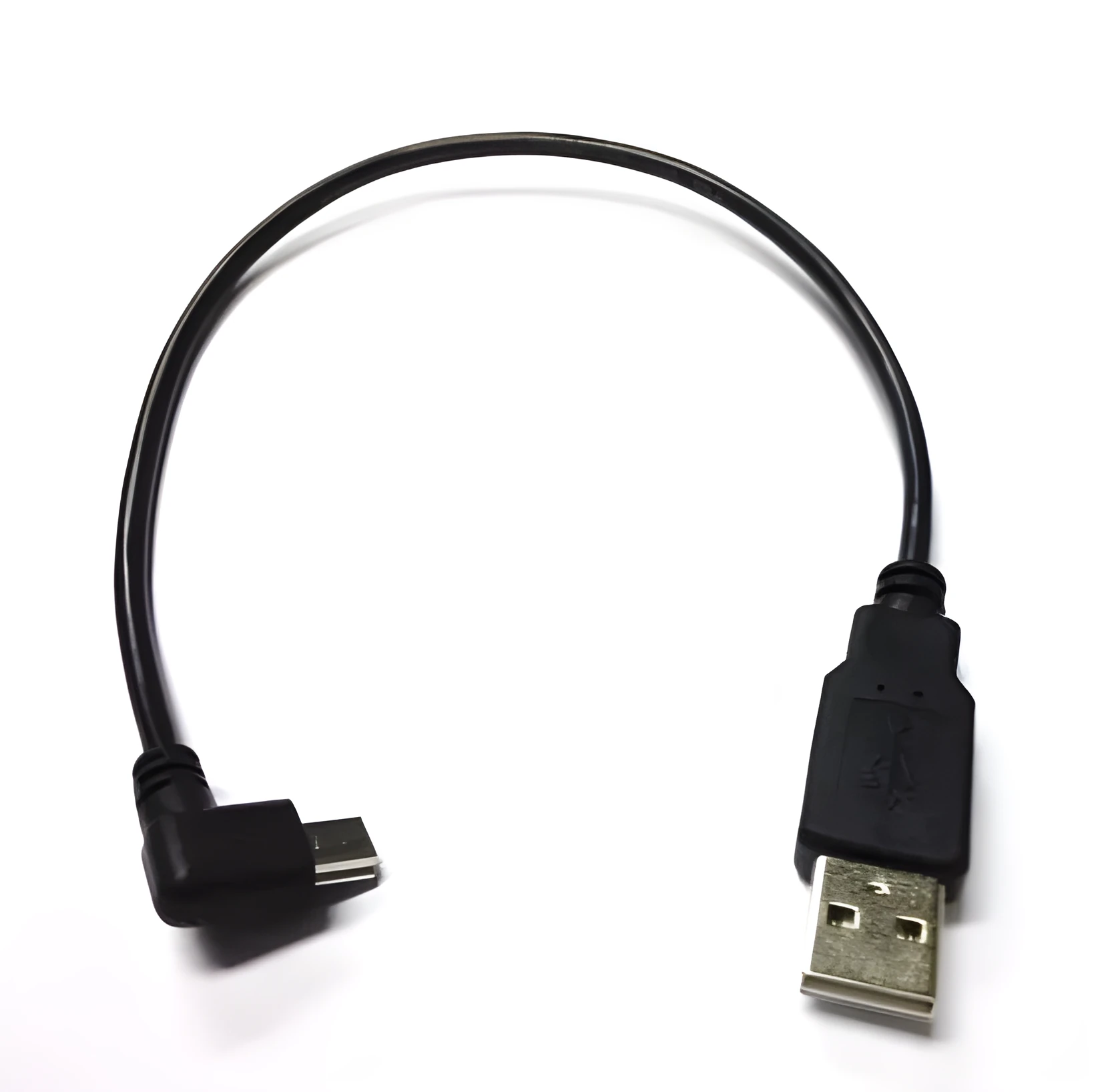 USB Mini 5Pin right angle male to USB 2.0 A male cable 0.2m for Chromecast, black PVC sheath