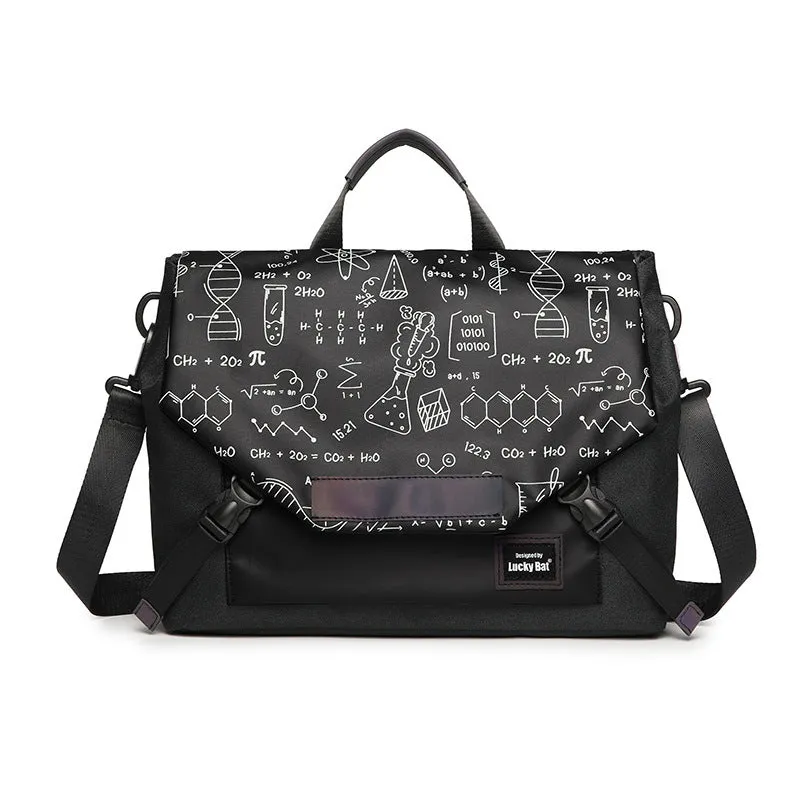 Oxford cloth laptop messenger bag with printed letter pattern for 13-16 inch tablet and 16 inch gaming notebook