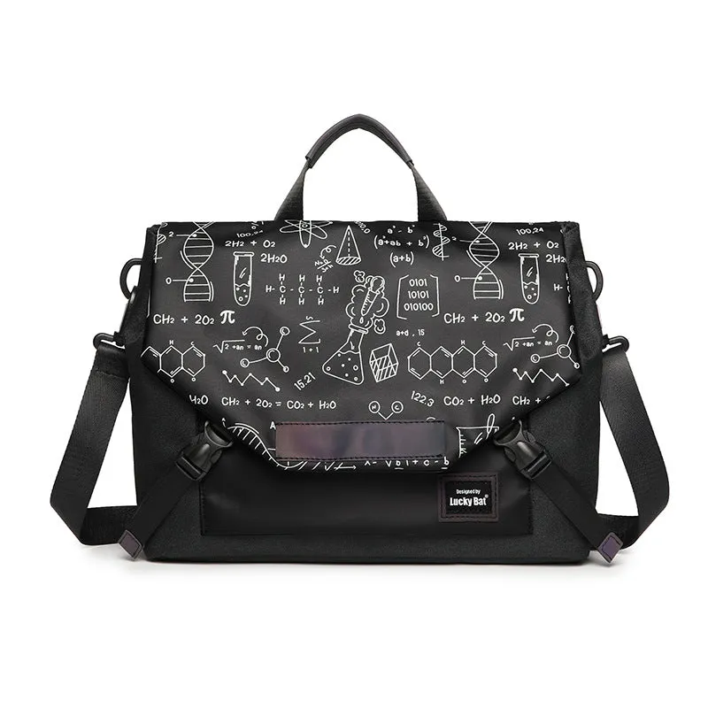 Oxford cloth laptop messenger bag with printed letter pattern for 13-16 inch tablet and 16 inch gaming notebook