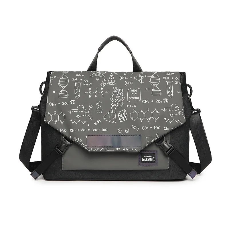 Oxford cloth laptop messenger bag with printed letter pattern for 13-16 inch tablet and 16 inch gaming notebook