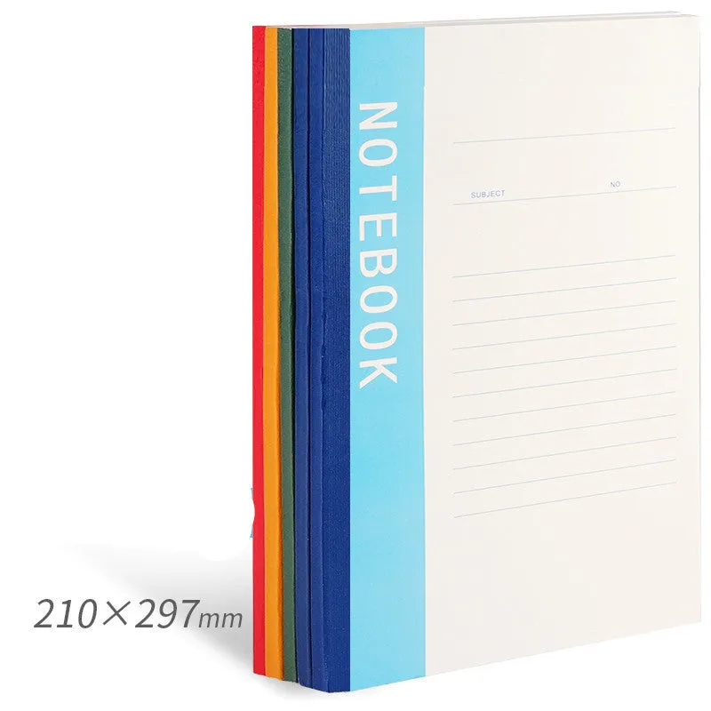 Notebook with smooth thick paper in B5 size, open to a page of handwritten notes, showing clean writing with minimal bleed-through