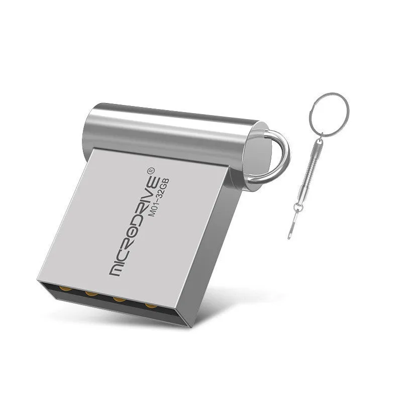 Metal mini USB 2.0 flash drive 32GB in black grey with compact thumb design