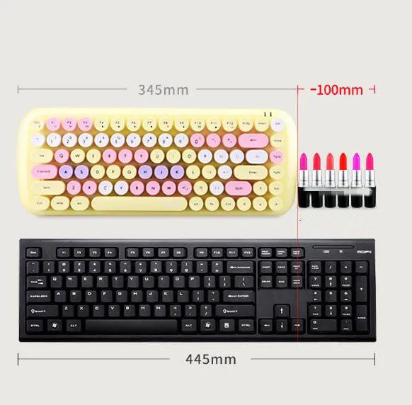 Wireless 2.4G keyboard mouse set in blue, compact design with 84 keys and 6-button mouse