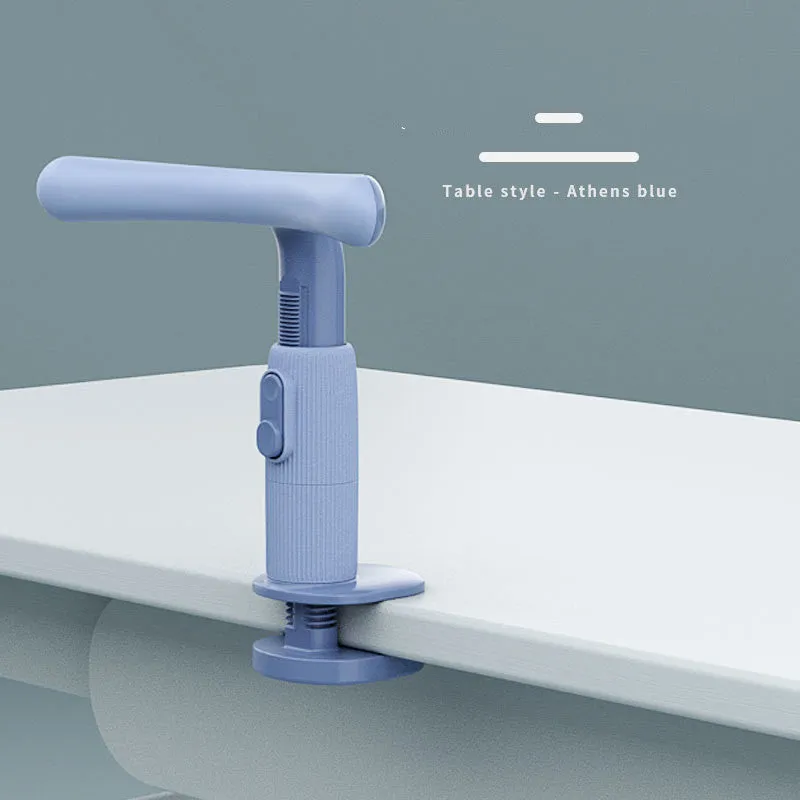Children's sitting posture corrector with adjustable ABS frame in Athens blue on a desk