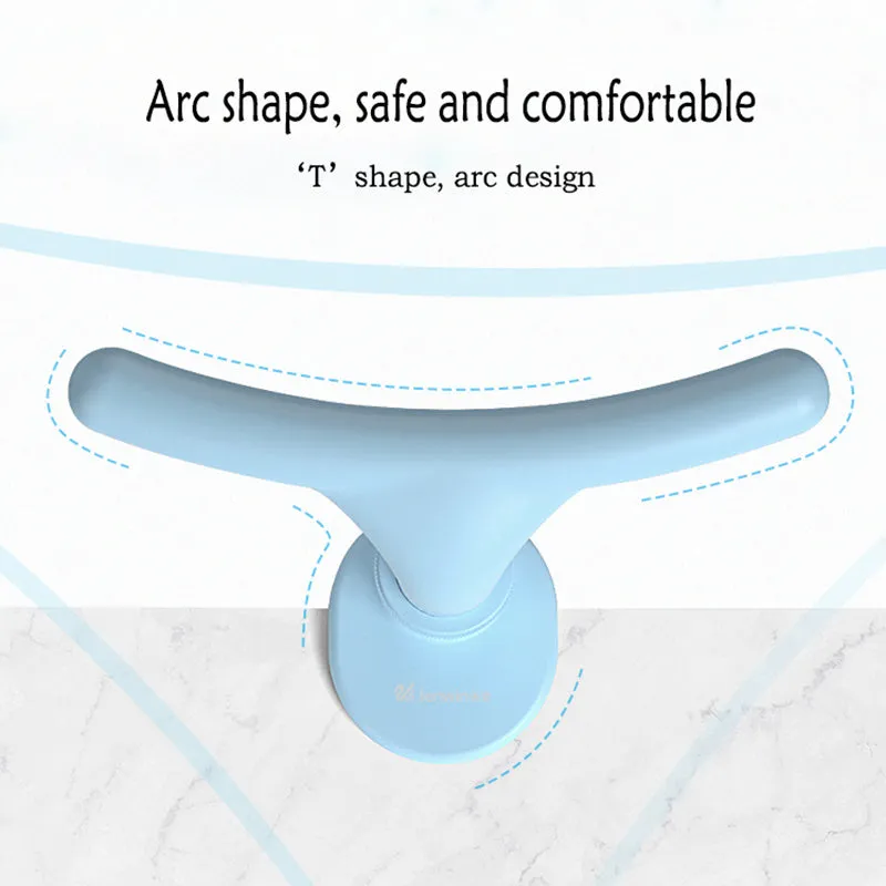 Children's sitting posture corrector with adjustable ABS frame in Athens blue on a desk