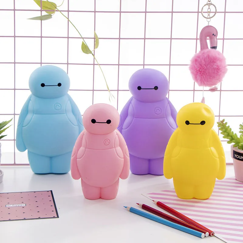 Large capacity silicone pencil case in blue, 20x13cm, for school stationery storage