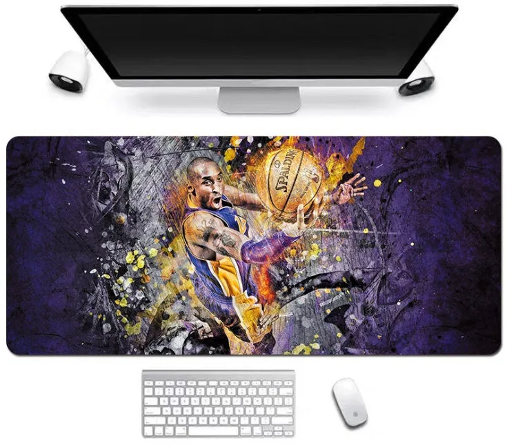 Custom mouse pad with wrist guard and calculator design, 80x40cm, rubber and cloth, black antiskid back