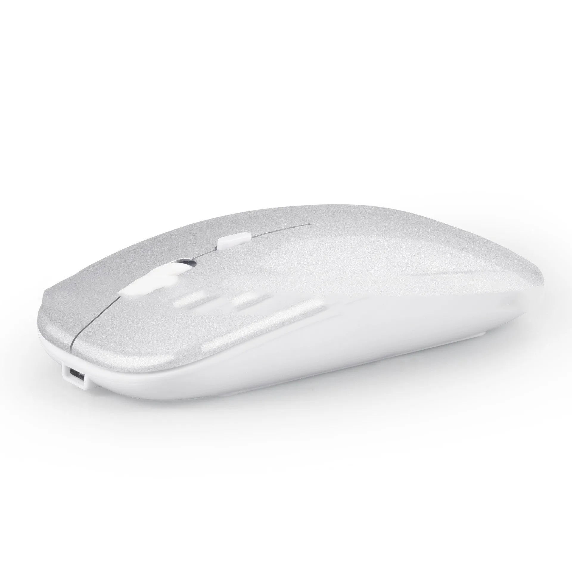 Bluetooth dual-mode rechargeable silent wireless mouse in Black, Gold, Grey, Rose Gold, Silver, White on a desk