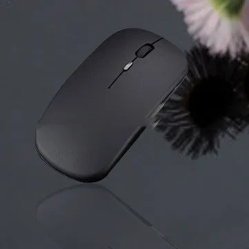 Bluetooth dual-mode rechargeable silent wireless mouse in Black, Gold, Grey, Rose Gold, Silver, White on a desk