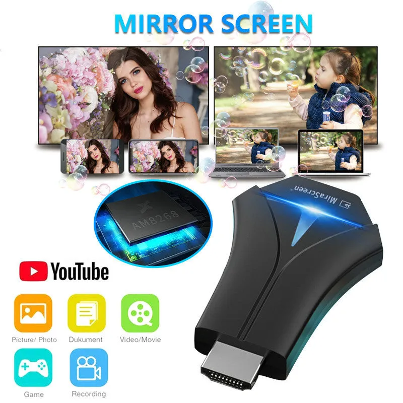 Mirascreen HDMI wireless dongle for mobile phone screen mirroring at 1080p resolution
