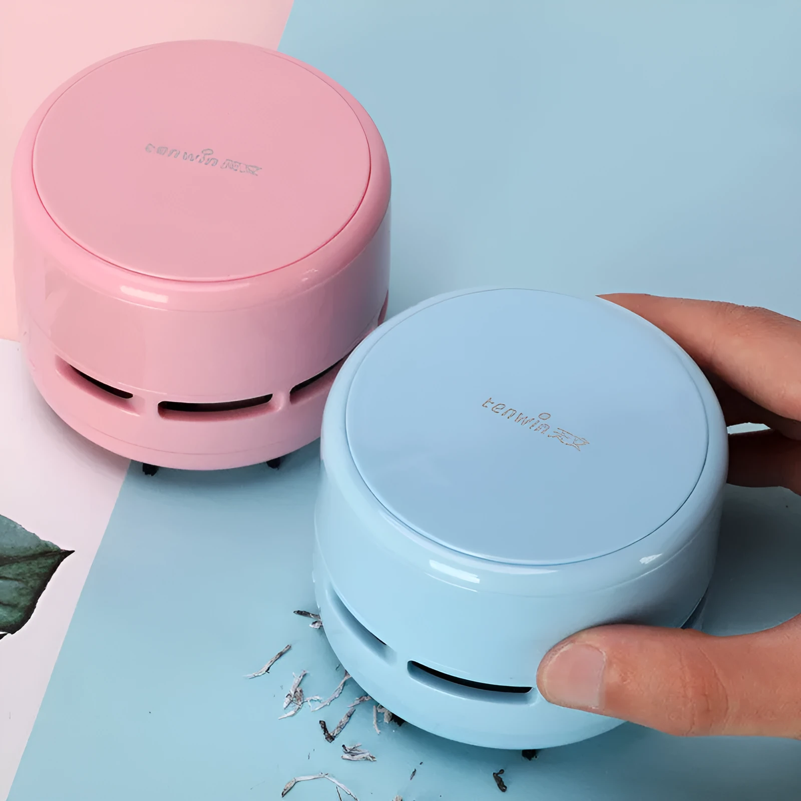 Electric pencil sharpener in blue with plastic body and simple design