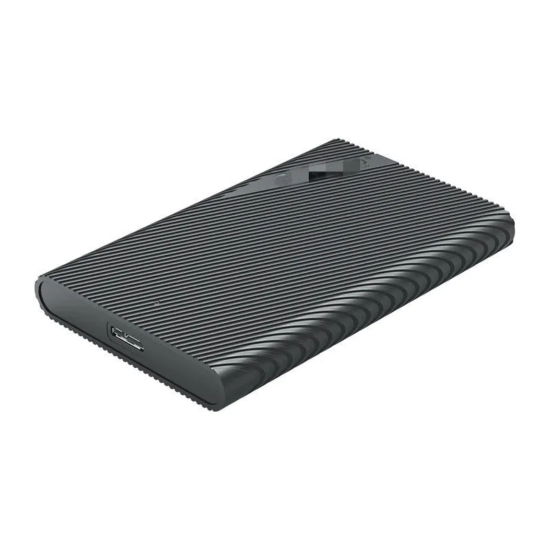 Black ABS 2.5-inch USB 3.0 hard drive case for SSD and HDD, 128mm length, 80mm width, 15mm height, with data cable
