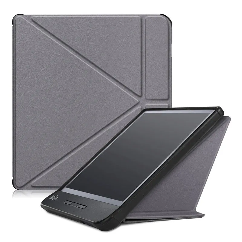 Leather anti-fall cover for Kobo Forma 8 inch e-reader with sleep function, dark blue colour