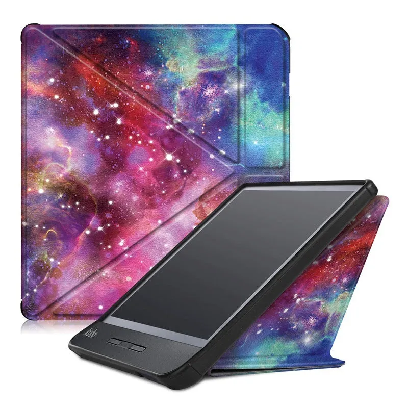 Leather anti-fall cover for Kobo Forma 8 inch e-reader with sleep function, dark blue colour