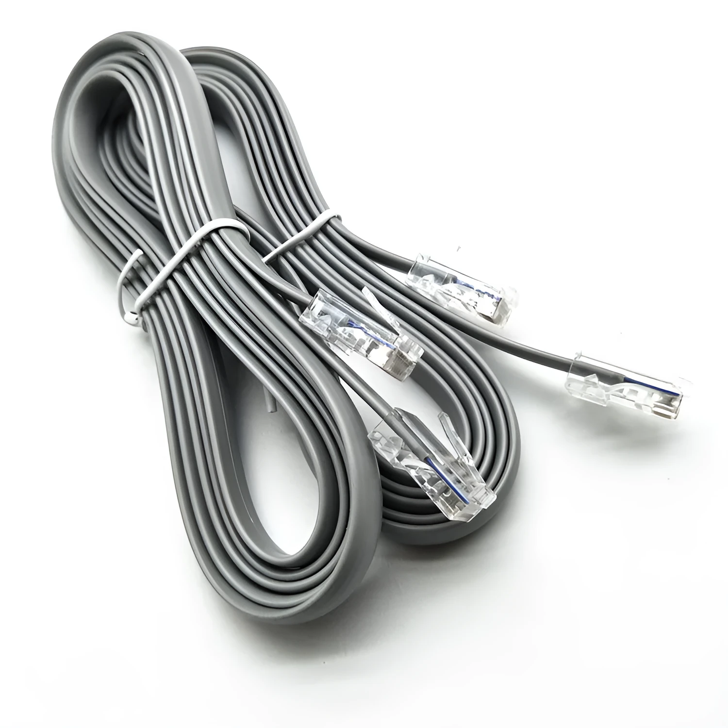 Silver grey CAT6 Ethernet cable 2 metres long with RJ-45 connectors