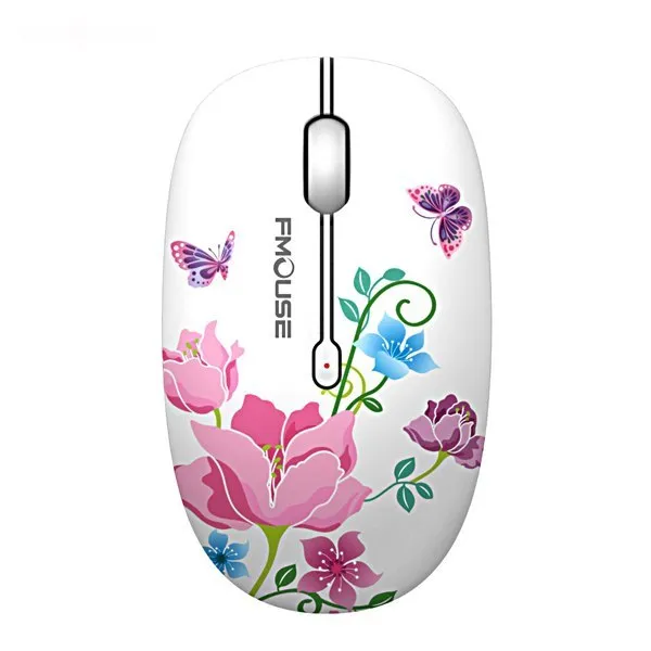 Mini wireless mouse 1600DPI ergonomic silent 2.4G in butterfly lovers style with USB receiver