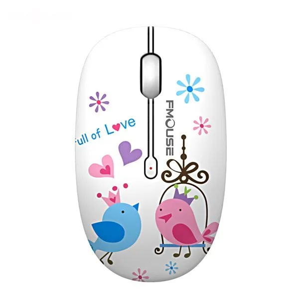 Mini wireless mouse 1600DPI ergonomic silent 2.4G in butterfly lovers style with USB receiver