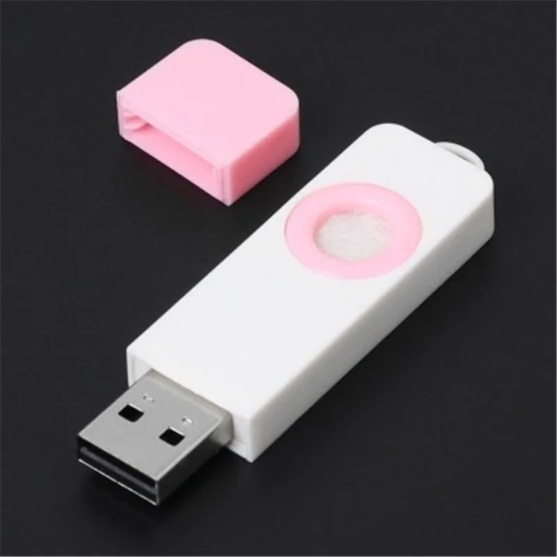 Mini USB aroma diffuser with straw in white and blue, 60mm x 18mm x 8mm, for computer fresh air