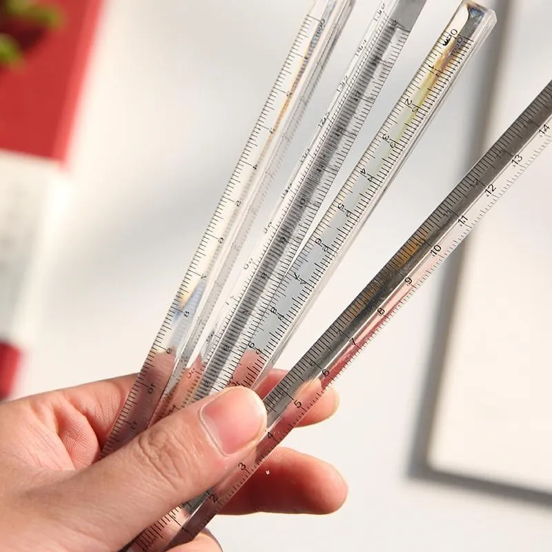 15cm white plastic ruler for primary school students, simple stationery measuring tool