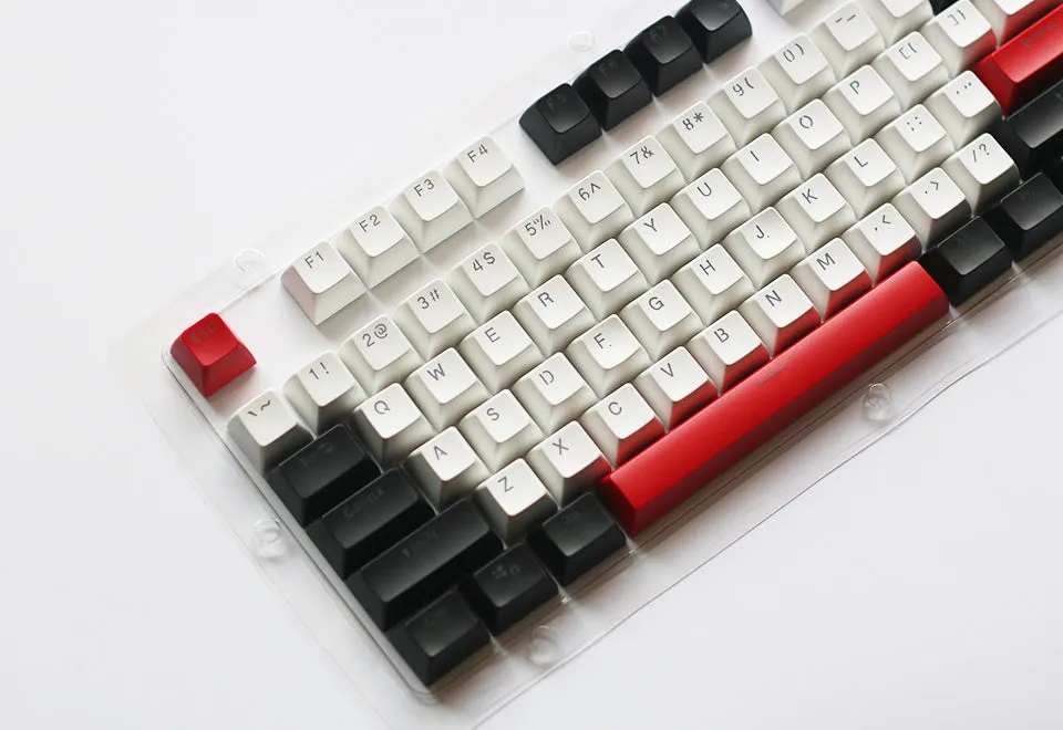 104-key SA height ABS mechanical keyboard keycap set in white and red colour