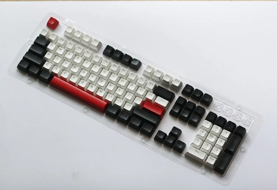 104-key SA height ABS mechanical keyboard keycap set in white and red colour