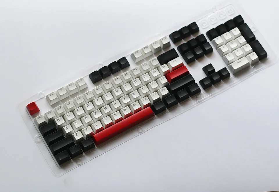 104-key SA height ABS mechanical keyboard keycap set in white and red colour