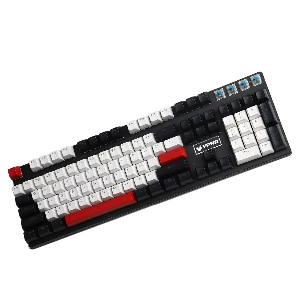 104-key SA height ABS mechanical keyboard keycap set in white and red colour